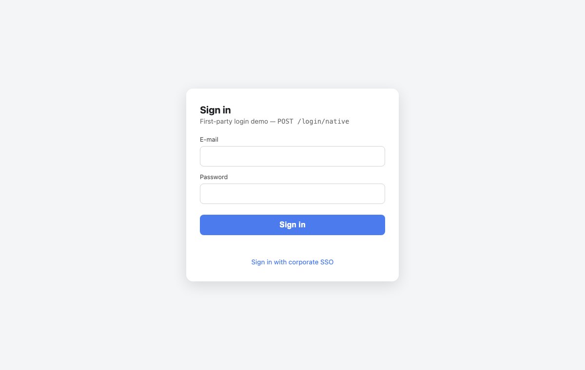 The application-owned sign-in page