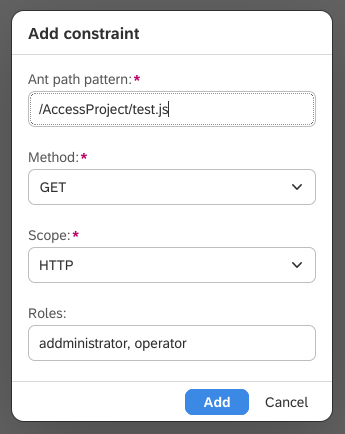 Dialog Create Constraint