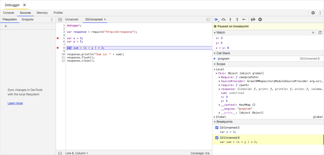 Debugger view